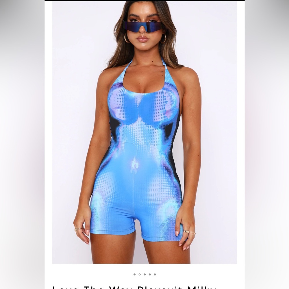 White Fox Boutique Blue Halter Jumpsuit
